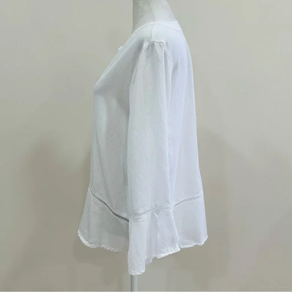 Soft Surrounding Women’s Lyocell White Ruffle Sleeve Top Blouse Size S - Picture 4 of 10
